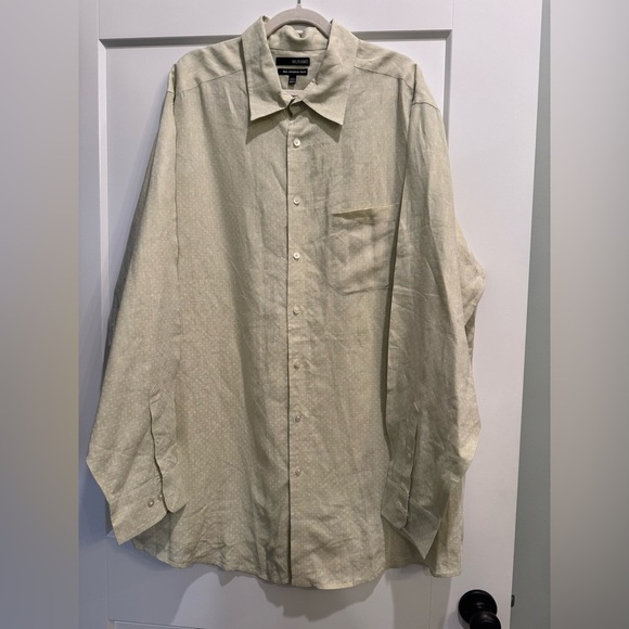 Murano Men's light green patterned linen long sleeve button down - Picture 2 of 9